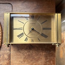 Tischuhr Kaminuhr Dugena Quartz, 1970 1980, Messinggehäuse, läuft