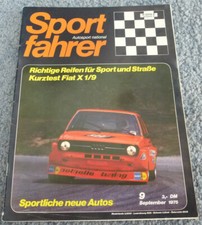 Sportfahrer 9/75  Fiat X 1/9, Innenteil DSK, Rundstrecke, Bergrennen, Slalom