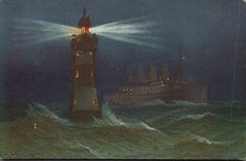 AK Leuchtturm "Roter Sand" Dampfschiff, Prof. Alfred Jensen ungel. (Nr. 1884)