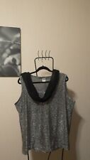 M+S FESTLICHES CHICES Lagenlook Top Shirt 46 48 50 kastig Kurz-TOP Schw. Silber 