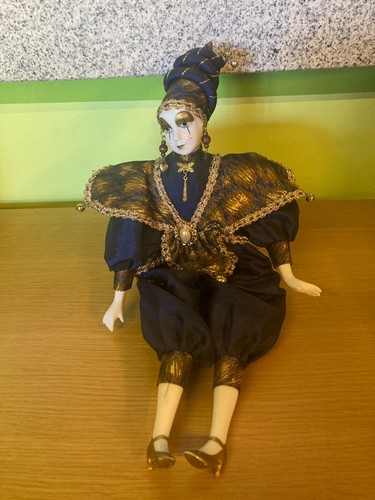 Harlekin puppe blau gold - puppe, 40