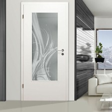 Glaseinsatz Innentürglas für Holztür mit Lasergravur LALD-005-F "Floral"