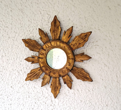 Sonnenspiegel holz gold - sonnenspiegel,