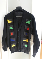 Carlo Colicci Strickjacke schwarz mit bunt, Baumwolle, Gr. 52