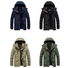 Herren Winter Parka Armee Look wasserdicht - Gefütterte Outdoor Jacke warm