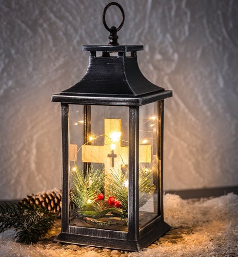 Gedenklaterne holzkreuz led - gedenklaterne,