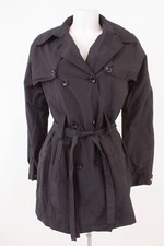 STEFANEL Damen Trenchcoat Mantel Übergangsmantel Gr. DE 42 Doppelreihig Schwarz