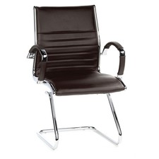 Konferenzstuhl Freischwinger Meeting Chair Leder Chrom PARMA V hjh OFFICE