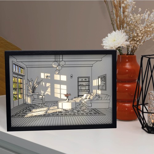 Led wandbild wohnzimmer - wandbild, "wohnzimmer