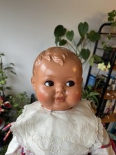Vintage Babypuppe Hartplastik – Schlafaugen, Stoffkörper, 60/70er, bespielt