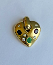 Anhänger Herz mit Smaragd, Rubin, Saphir und Zirkonia  Gold 333 8K  (464)