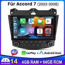 4+64G Für Honda Accord VII CL CM CN 2003-2007 Android 14 Autoradio GPS 4G DAB FM