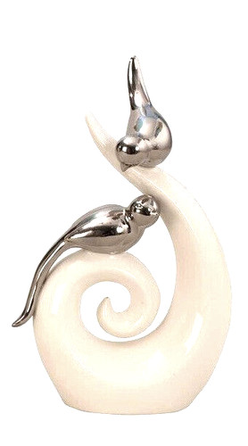 Vogelpaar weiß silber aus - silber,