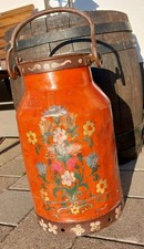 Alte Milchkanne,  Vintage Milchkübel Henkelkanne mit Bauernmalerei handbemalt