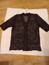 Damen-Häkelweste-Gr.42/44-braun-getr.- sehr gut-Baumwolle/Acryl