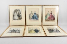 C25V74- 6x kolorierte Lithographie Le Moniteur de la Mode 19.Jh