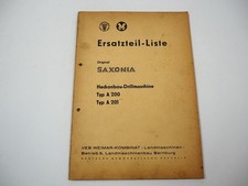 Fortschritt Saxonia A200 A201 Heckanbau Drillmaschine Ersatzteilliste 1968