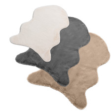 Bettvorleger in Felloptik weicher Teppich Läufer als Schaffellimitat 60x90 cm