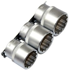 3 Steckschlüsseleinsätze Stecknuss VIELZAHN 12-KANT 27 30 32 mm auf Steckleiste