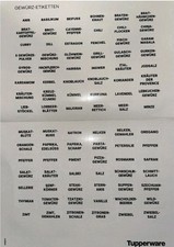 Tupperware Gewürz-Etiketten