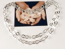 Kette Halskette Gliederkette Damen 925 Sterling Silber gehämmert Karabiner Neu