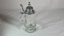 Bierkrug glas mit zinndeckel - bierkrug,