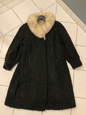 Pelz-Mantel Gr. 36 Schwarzer Karakul/Persianer mit Polarfuchs-Kragen