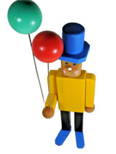 Holzfigur Buche -Manufaktur Handarbeit- Mann Clown mit Luftballons 35 cm Höhe...