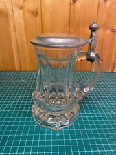 WMF Bierseidel Krug Humpen mundgeblasen Zinndeckel Reinzinn Glas Germany 0,5L