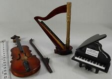 3 Teile Musikinstrumente aus Holz -Puppenstube - 1 Flügel, 1 Harfe, 1 Kontrabass