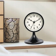 3" Metall Wecker Ohne Ticken Kleine Tischuhr Analog für Nachttisch Schlafzimmer