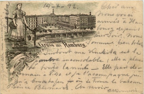 Gruss aus hamburg litho - hamburg, 1892