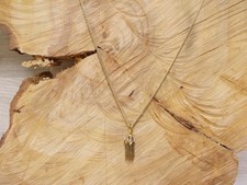 Feine Panzer Kette American Doublé L45cm mit Anhänger aus Turmalin Rohstein