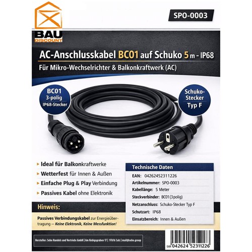 Meter anschlusskabel bc01 - 5,