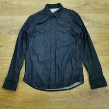 Replay Jeanshemd Herren M mittelblau Perlen Druckknopf Rodeo Cowboy Western