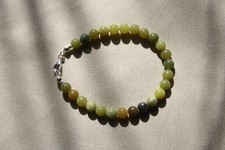 Top Armband mit Jade, grün, 19 cm, 6 mm Kugeln, 925 Silber, Nephrit
