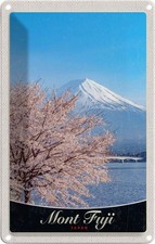 Blechschild 30x20 cm Mont Fuji Urlaub Japan Asien Gebirge Baum Bildmotiv Reisemo
