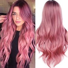 Perücke Damen Rosarot Wellig