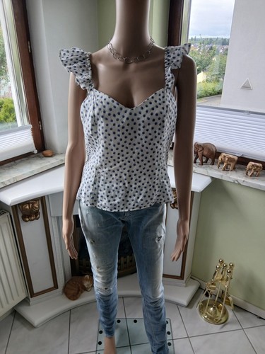 M38 top bluse - top, weiß/blau