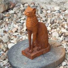 Ägyptische Katzen- Skulptur, Bastet, Katzenfigur aus Gusseisen, wie Antik