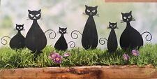 Gartenstecker 6 Katzen NEU aus Metall in schwarz bis 13 cm gross Dekostecker