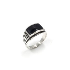 925 Silber Ring schwarzer Onyx