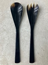 Salatbesteck Horn dunkel