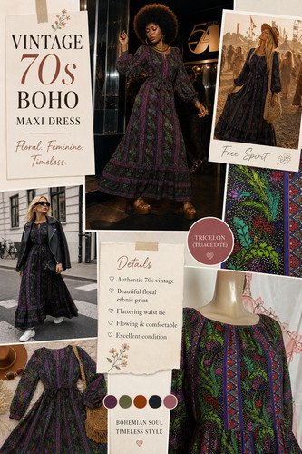 Vintage 70er boho maxikleid - 70er,