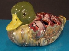 antik Blumensteck vase/Luftbefeuchter Ente Keramik glasiert Handarbeit 11x19x10