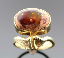 P. BRUMMUNDT BREMEN :  RING MIT BOULDEROPAL AUS 585 GOLD HANDARBEIT VK 1998,-€