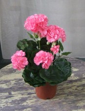 Künstliche Geranie rosa hell 2Stück Kunstblume im Topf Kunstpflanzen