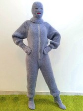 Gray fuzzy mohair catsuit