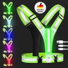 LED Warnweste Fahrrad Reflektorweste Laufweste Leuchtweste Reflektierende Weste.