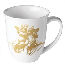 Ambiente Porzellan Kaffeetasse Teetasse Becher  0,4l  Engel weiß / gold